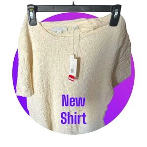 Smocked Elbow-Sleeve V-Neck Top